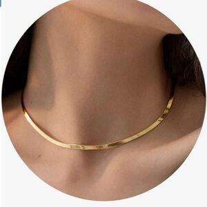Elegant Gold Tone Herringbone Necklace NIB